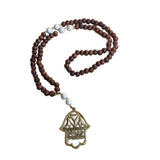 long-Necklace-pendant-Fatima-Hand-brown-beads