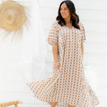 long-aline-summer-dress-caramel-white-geometric-design