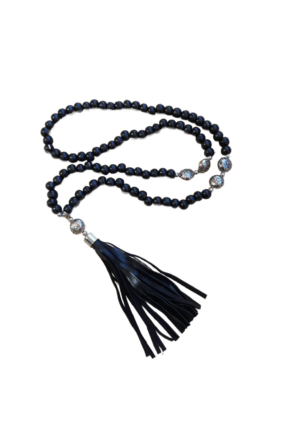 long-black-beaded-necklace-leather-tassel-pendant