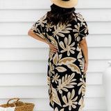 Long Kaftan Dress - Latte Leaves