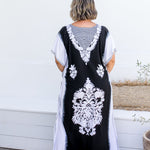long-kaftan-dress-black-white-mandala-design-resort-styling