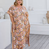 long-kaftan-dress-peach-mocha-floral-border-print