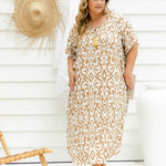 long-summer-casual-dress-caramel-cream-print-plus-size-resort-wear