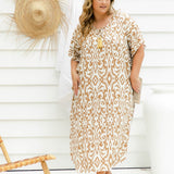 long-summer-casual-dress-caramel-cream-print-plus-size-resort-wear