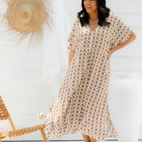 long-summer-dress-aline-mocha-white-geometric-design