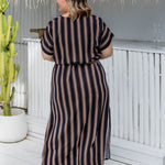 long-summer-dress-black-caramel-cream-stripe-print-design