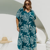 Long Kaftan Dress - Mineral Leaf