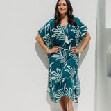 Long Kaftan Dress - Mineral Leaf