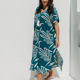 Long Kaftan Dress - Mineral Leaf