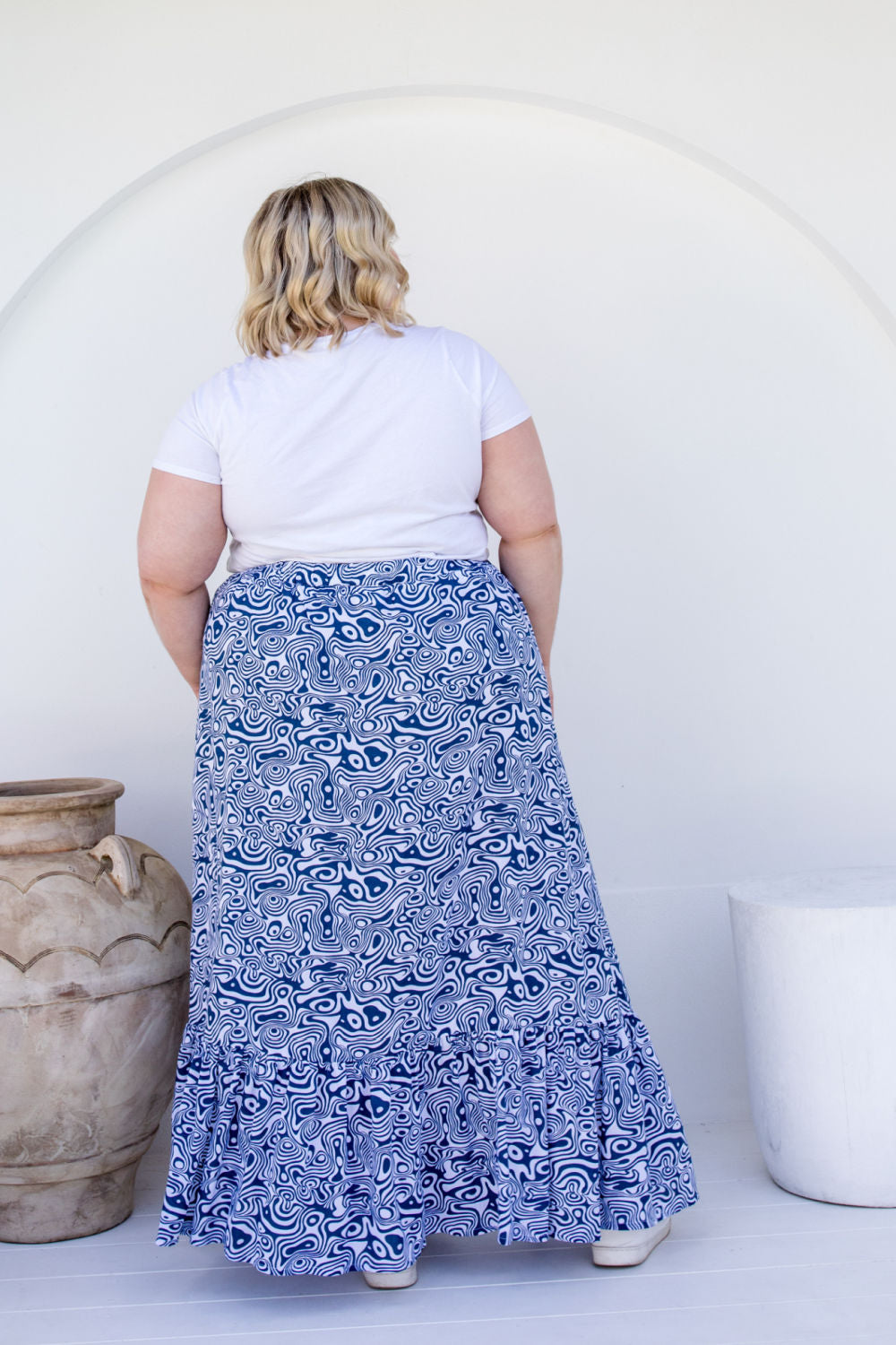 maxi-skirt-tiered-layer-blue-white-swirl-print-plus-size