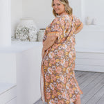     maxi-summer-kaftan-dress-resort-wear--mocha-peach-floral-border-design