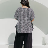 Leopard Kaftan Top in Black White & Grey with Black Palazzo Pants