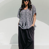 Leopard Kaftan Top in Black White & Grey with Black Palazzo Pants