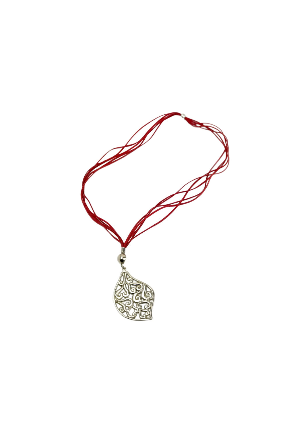 pendant-necklace-silver-leaf-red-suede