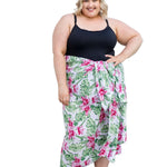 plus-size-beach-sarong-Hawaiian-pink-floral-green-white-HolleyDay-resort-wear