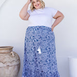 plus-size-casual-maxi-skirt-tiered-layer-blue-white-swirl-print