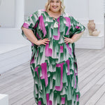    plus-size-long-kaftan-dress-emerald-pink-cream-design