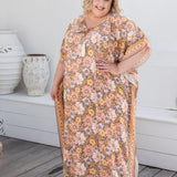    plus-size-long-kaftan-dress-resort-wear-peach-earth-tones-floral-border-design