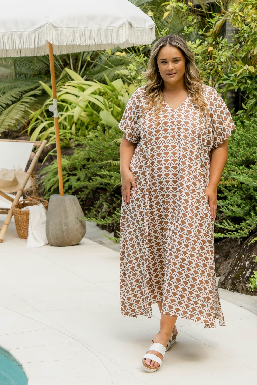 plus-size-long-summer-dress-aline-mocha-white-geometric-design