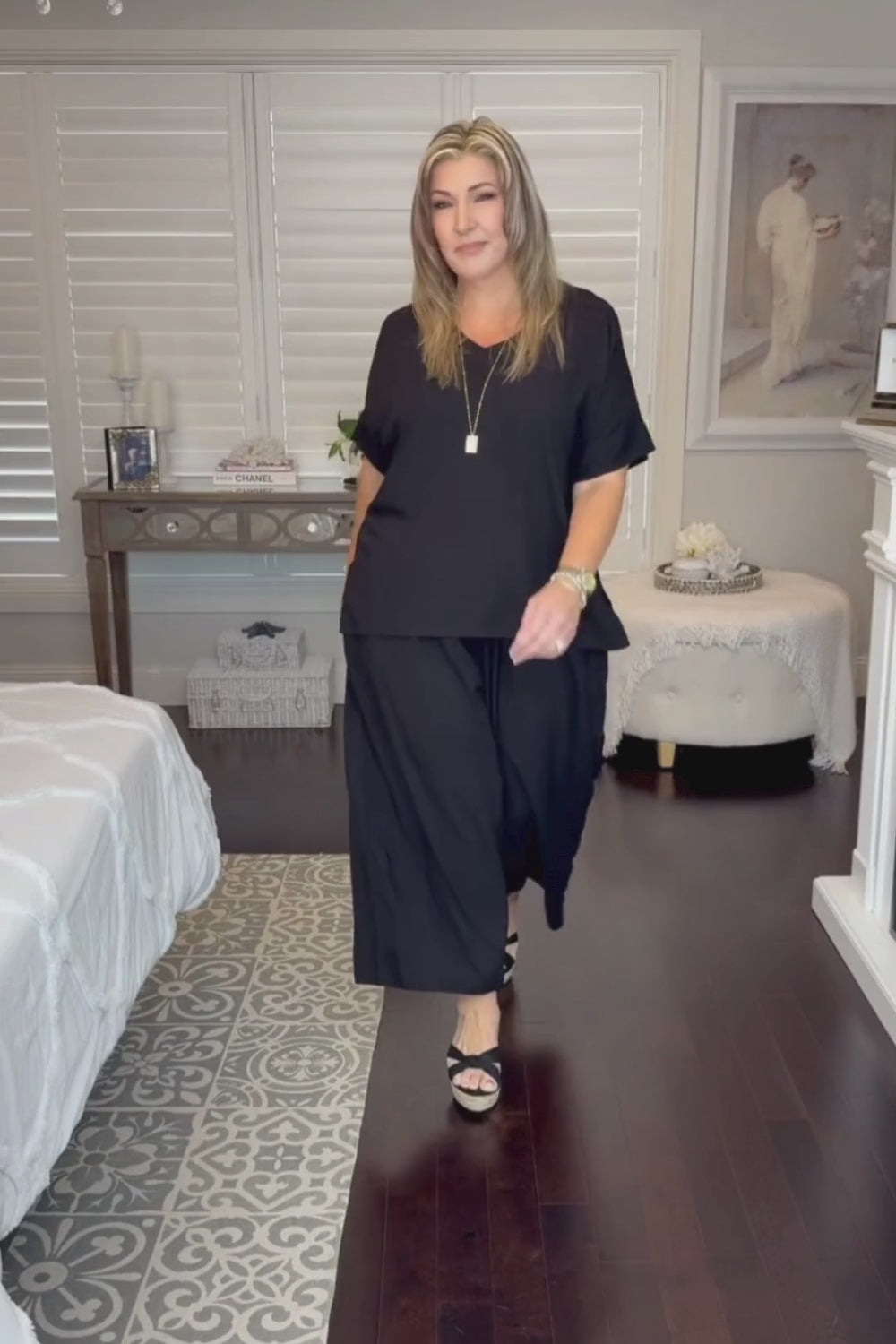 Ladies-outfit-set-Black-Palazzo-pants-with-matching-black-summer-top