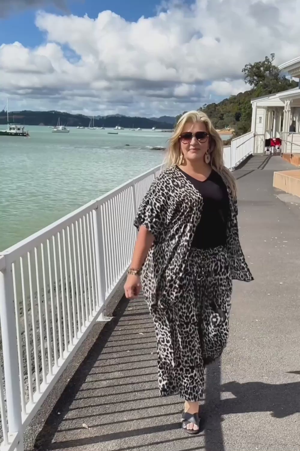 Travel with confidence in clothing that's made for real holiday experiences. Filmed during a cruise stop in the spectacular Bay of Islands, New Zealand, this video showcases our Leopard Trio Resort Set on a real woman exploring one of the country's most picturesque destinations. Lightweight, comfortable and effortlessly elegant, this three-piece outfit is ideal for cruises, luxury resorts, tropical holidays and days spent discovering somewhere new.