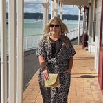 Some of life's best memories are made while travelling. Our Leopard Trio Resort Set is designed for women who love discovering beautiful destinations in style, without compromising on comfort. Here, a real traveller enjoys a day exploring the breathtaking Bay of Islands, New Zealand during a cruise stopover. Whether you're heading ashore, enjoying lunch by the water or strolling through a seaside town, this coordinated outfit delivers timeless elegance and exceptional versatility throughout your holiday.