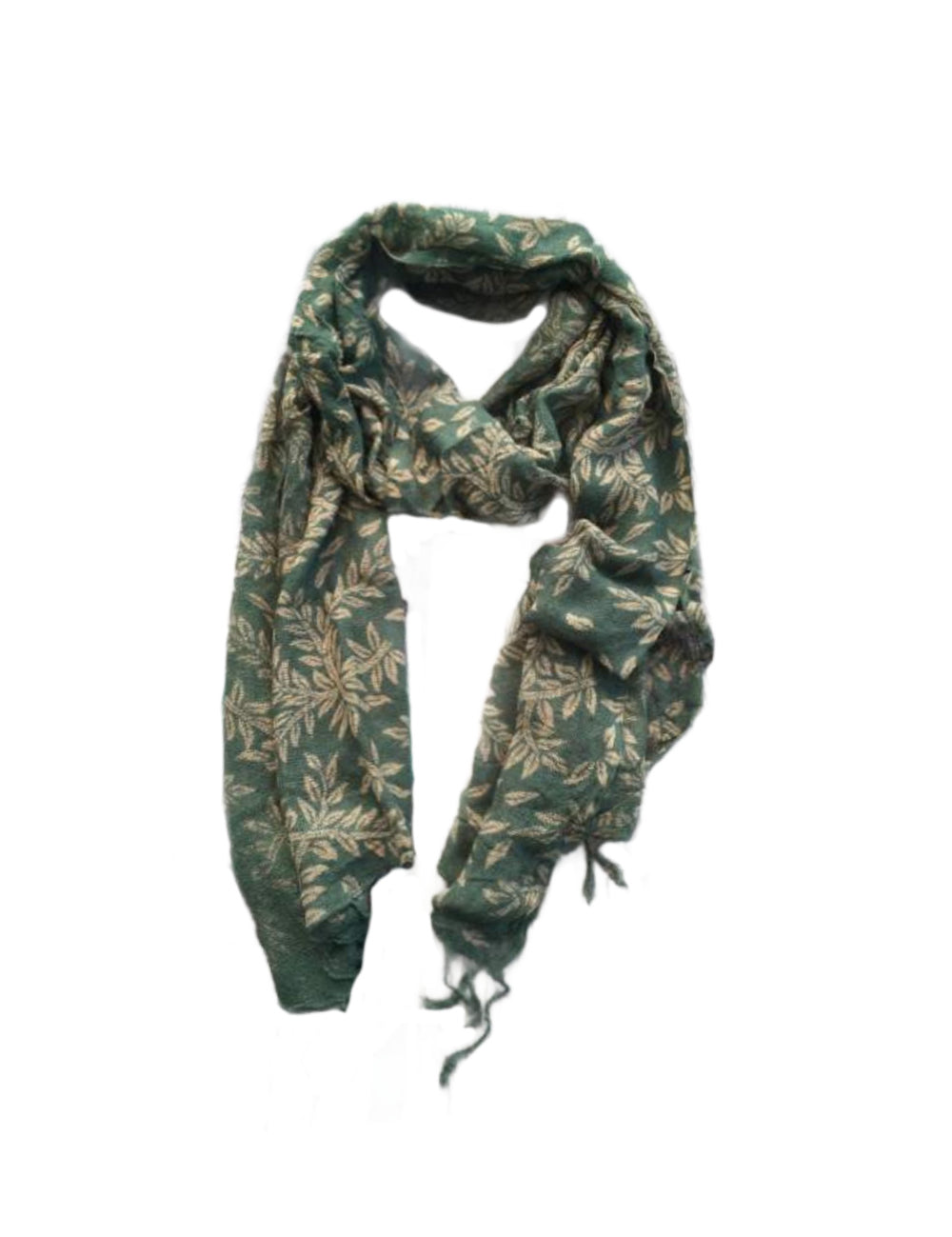 scarf-green-cream-leaf-design