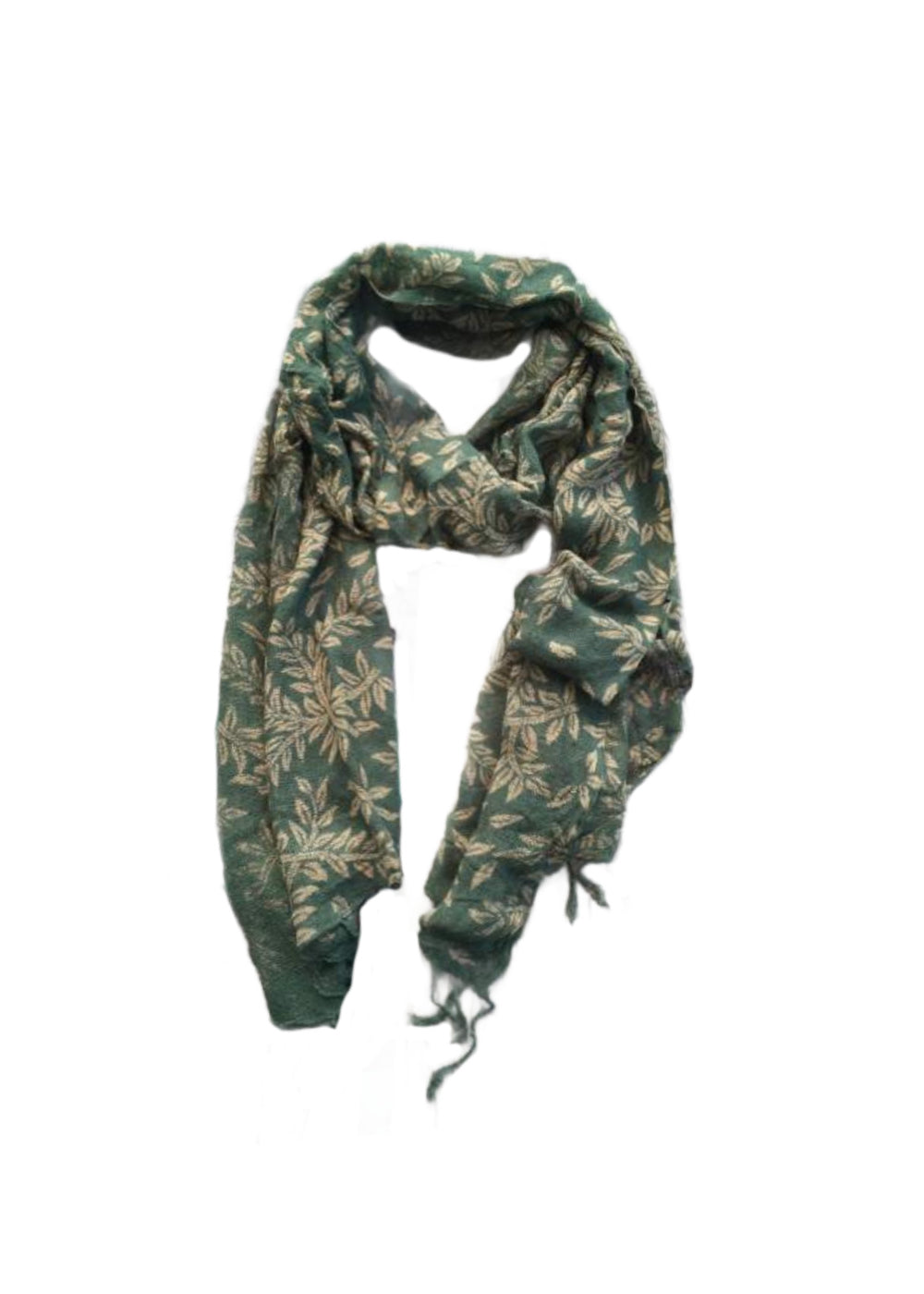 scarf-green-cream-leaf-design