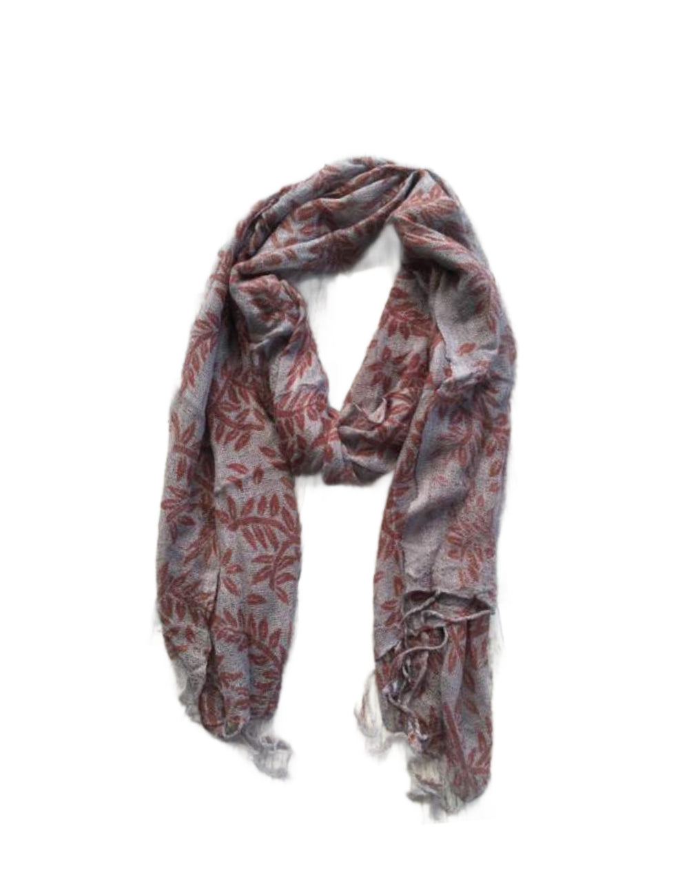 scarf-grey-rust-brown-leaf-design