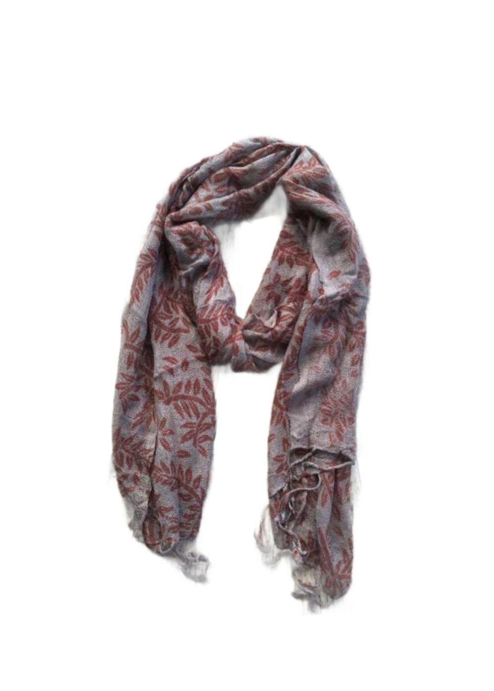 scarf-grey-rust-brown-leaf-design