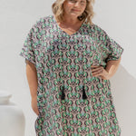 short-kaftan-dress-green-black-bone-geometric-print-plus-size