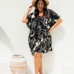 short-kaftan-summer-dress-black-cream-print