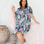 short-kaftan-summer-dress-blue-pink-green-flower-design