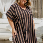 short-summer-kaftan-dress-stripe-black-caramel-cream