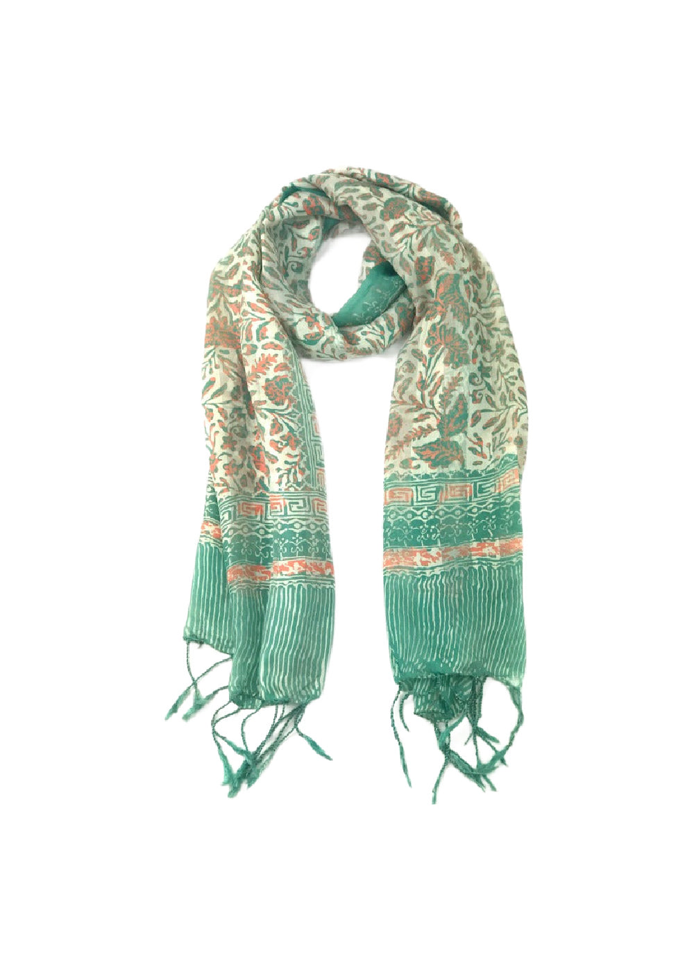 silk-scarf-floral-aztec-design-jade-green-peach