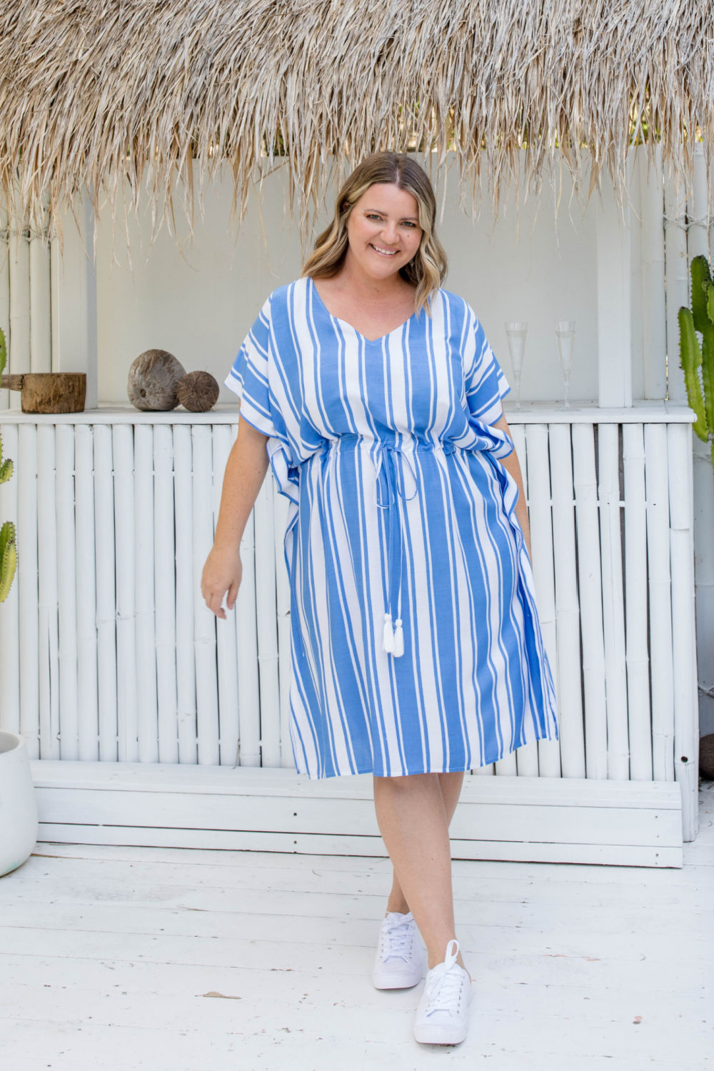 summer-beach-kaftan-dress-blue-white-stripe