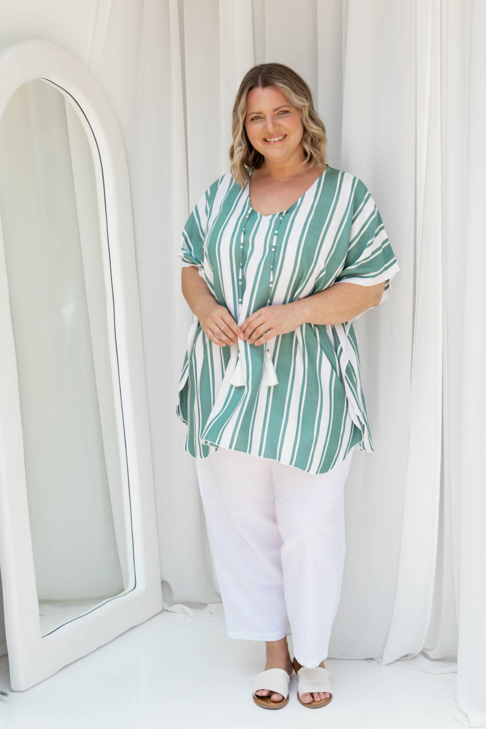 Plus Size Striped Tunic Shirt, Plus Size Summer Clothing - See