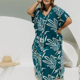 Long Kaftan Dress - Mineral Leaf