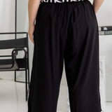 Wide Leg Relaxed Fit Pants - Black