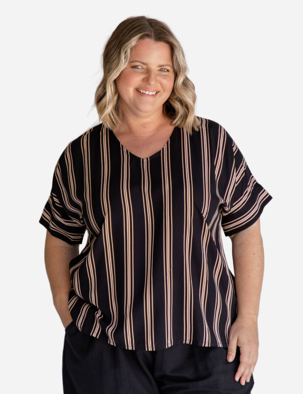 womens-blouse-top-black-stripe