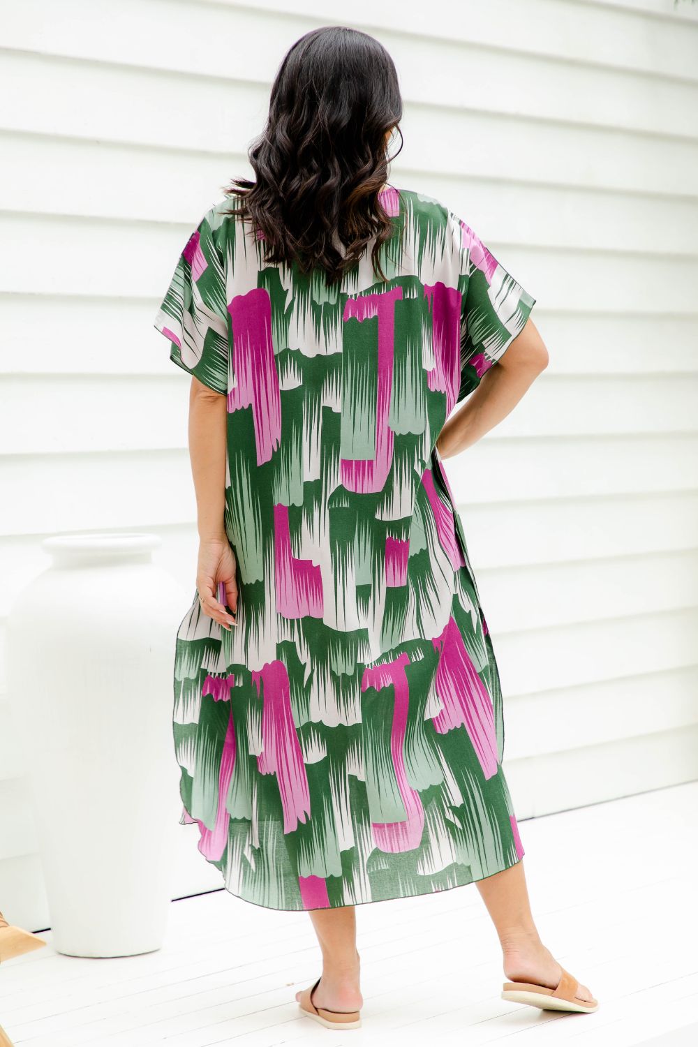 womens-maxi-summer-kaftan-dress-pink-emerald-design-resort-wear-styling