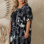 womens-short-beach-dress-resort-style-black-cream-print-plus-size