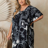 womens-short-summer-beach-dress-black-cream-print-plus-size