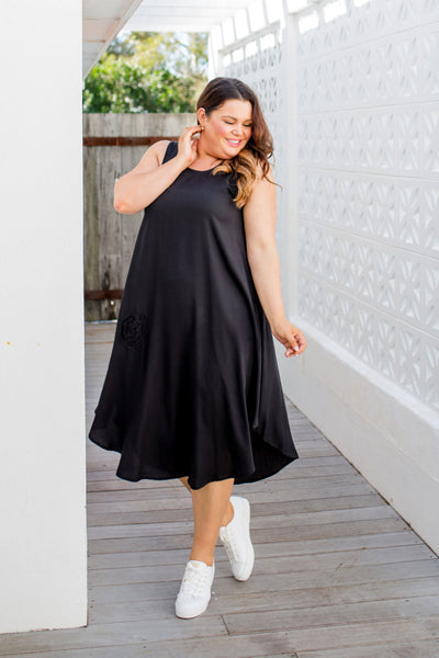 A-line Sun Dress in Black and White - Holley Day