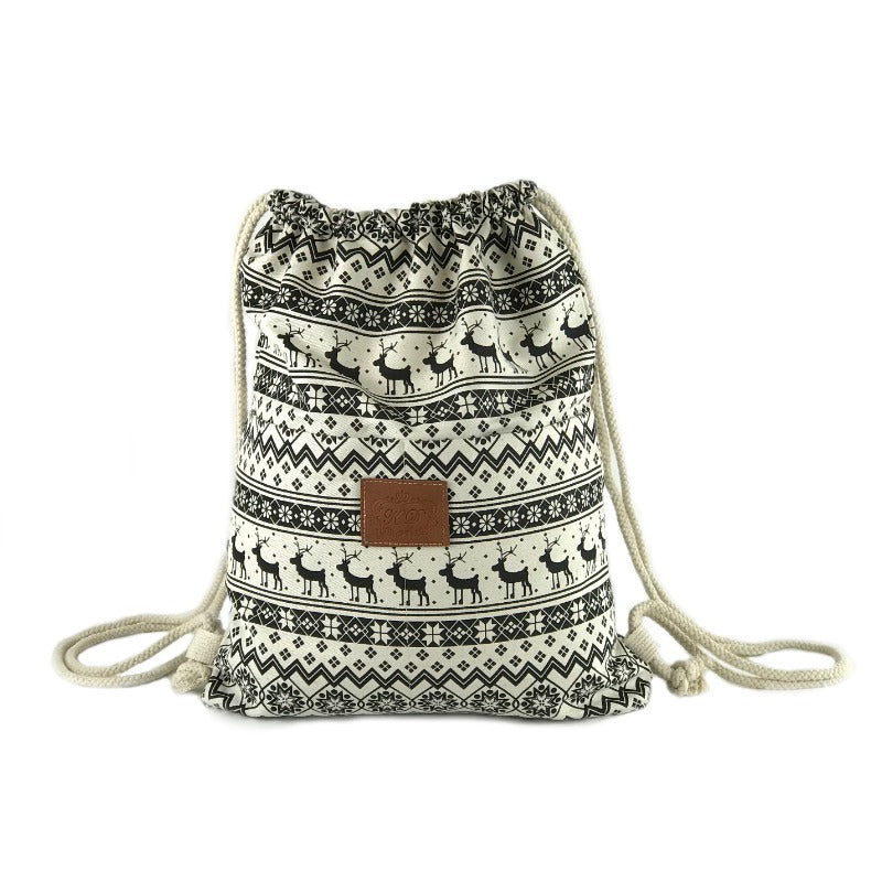 Backpack Beach Bag - Reindeer Design - Canvas