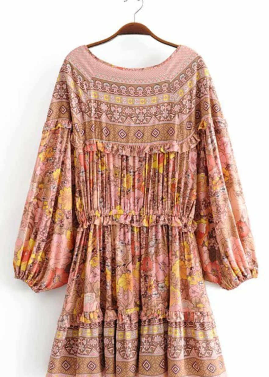 boho-mini-summer-dress-vintage-floral-pink-mocha