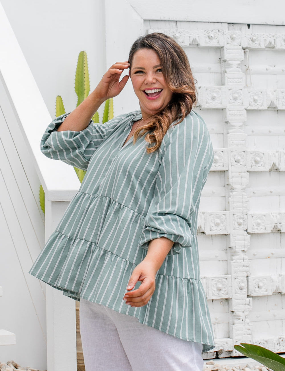 casual-plus-size-summer-top-grey-white-stripe
