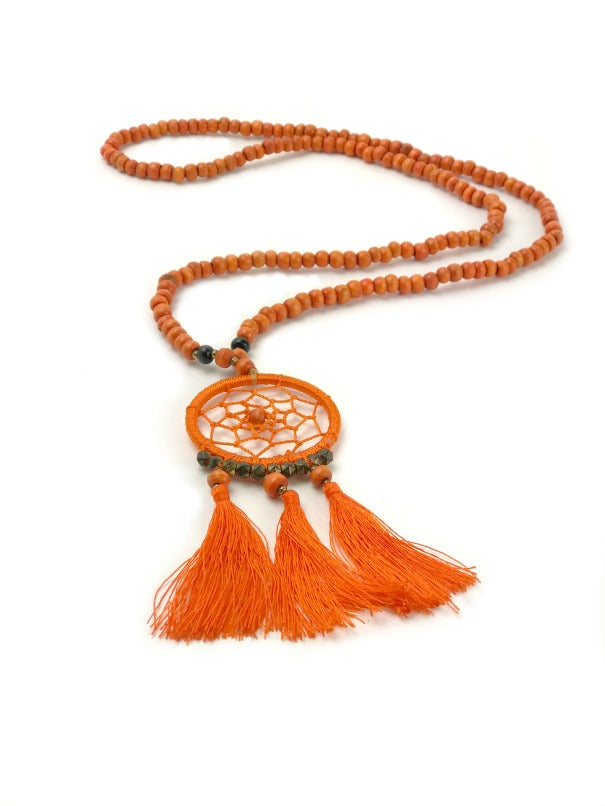 dreamcatcher-pendant-necklace-orange-wood-beads-tassel