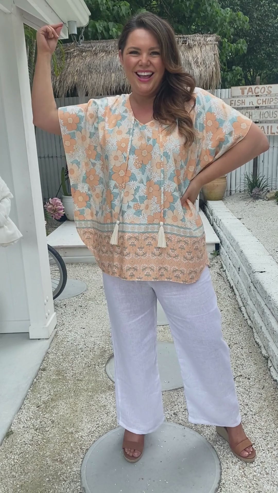 kaftan-top-peach-blue-floral-with-border-design