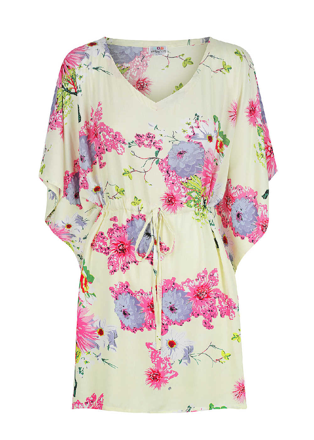 short-kaftan-dress-floral-design-lemon-yellow